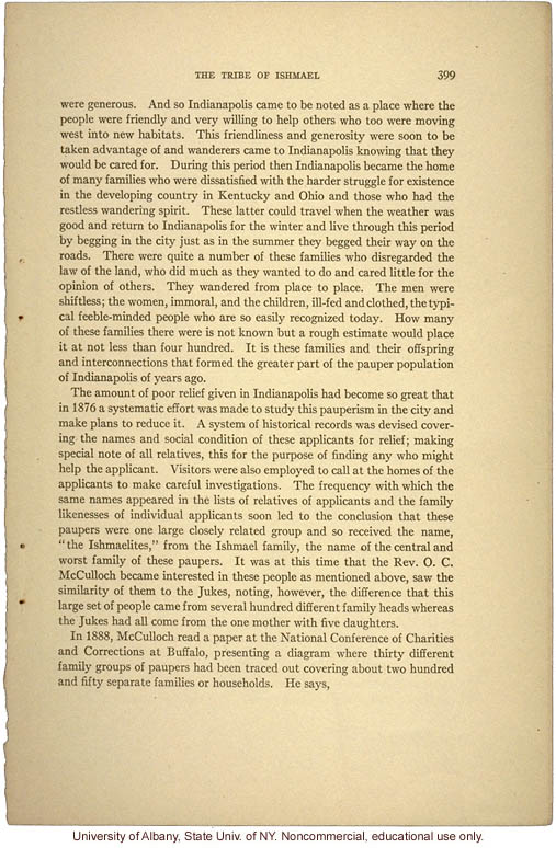 &quote;The Tribe of Ishmael,&quote; by Arthur H. Estabrook, in Eugenics, Genetics and the Family (vol. 1)