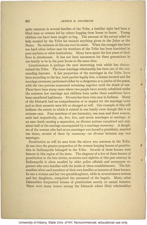 &quote;The Tribe of Ishmael,&quote; by Arthur H. Estabrook, in Eugenics, Genetics and the Family (vol. 1)