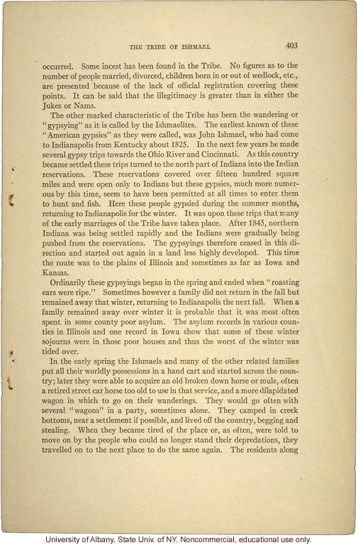 &quote;The Tribe of Ishmael,&quote; by Arthur H. Estabrook, in Eugenics, Genetics and the Family (vol. 1)