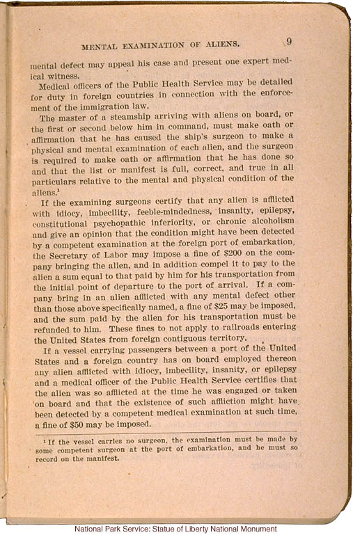 <i>Manual of the Mental Examination of Aliens</i>, United States Public Health Service