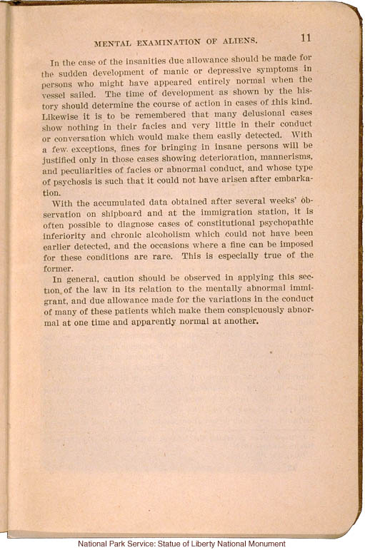 <i>Manual of the Mental Examination of Aliens</i>, United States Public Health Service