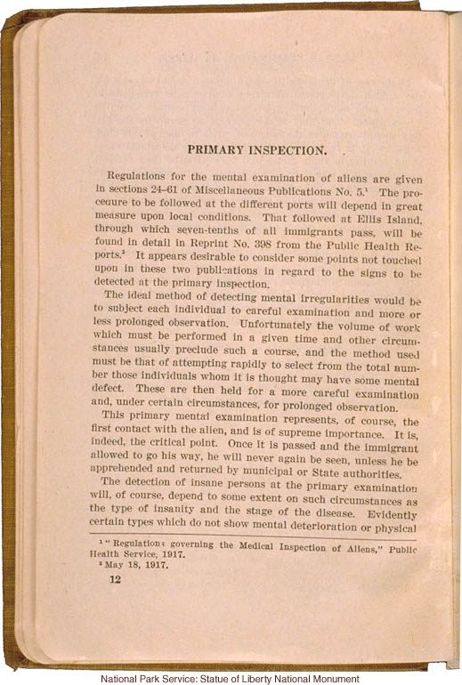 <i>Manual of the Mental Examination of Aliens</i>, United States Public Health Service