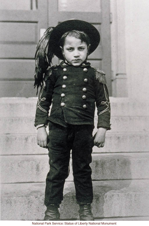 Italian boy at Ellis Island (Photograph by Augustus Sherman)