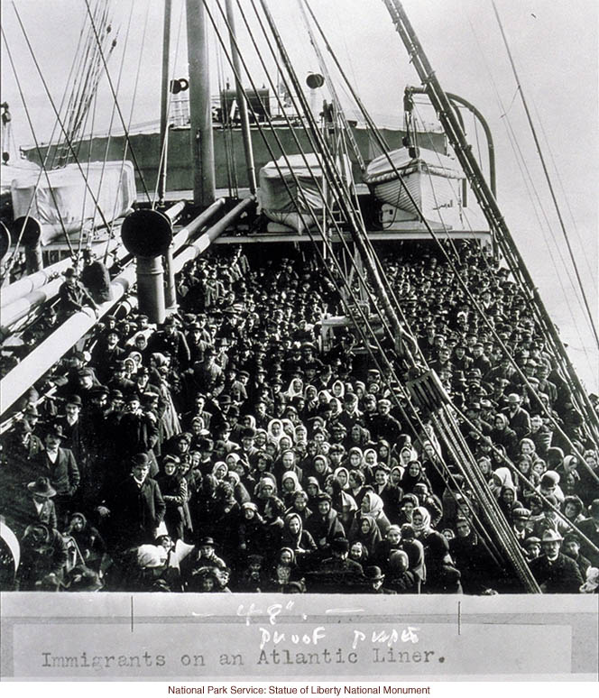 Immigrants on an Atlantic liner, photograph by Edwin Levick 