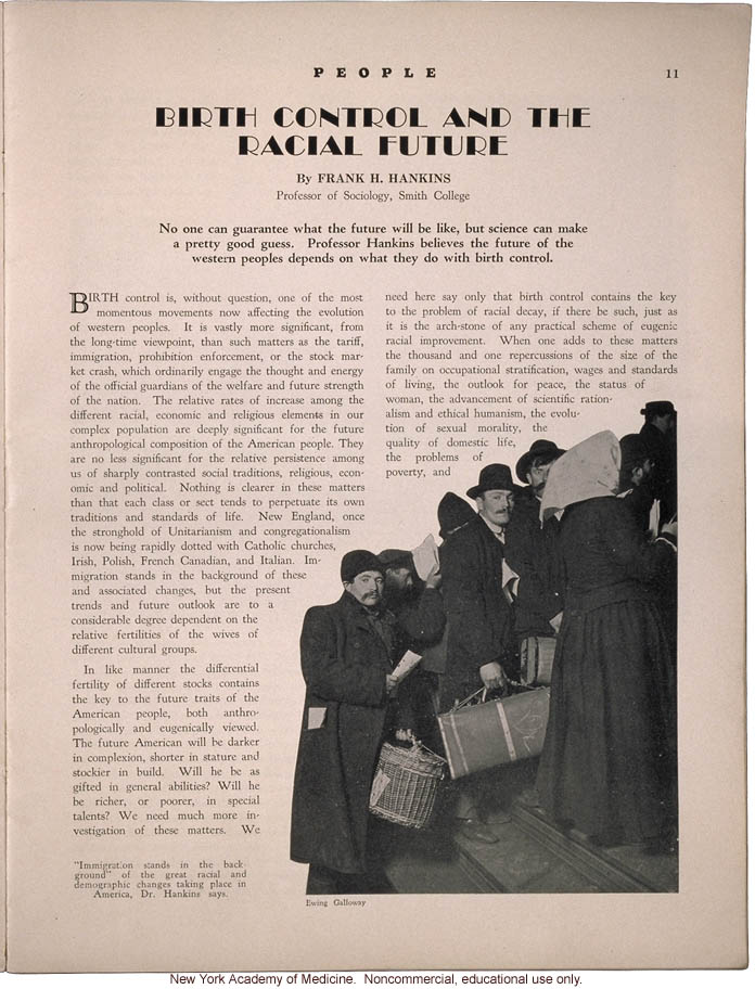 &quote;Birth Control and the Racial Future,&quote; by Frank H. Hankins, People (April 1931)