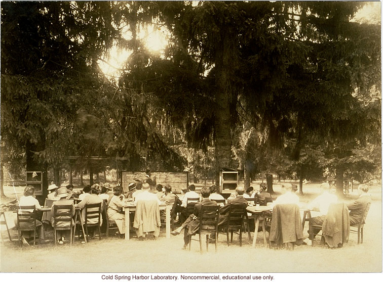 Eugenics Record Office, Field Worker Training Class of 1913 (Davenport lecturing at blackboard)