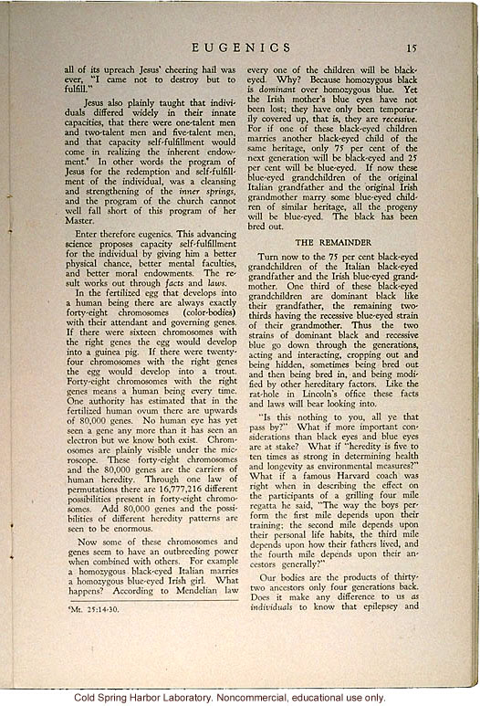 &quote;Eugenics and the Church,&quote; by Edwin Bishop, Eugenics: A Journal of Race Betterment (vol II:8)