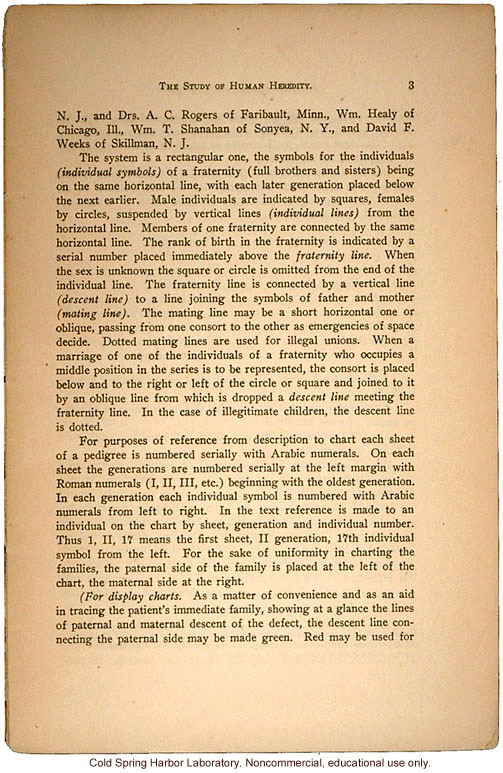 &quote;The Study of Human Heredity,&quote; by Davenport, Laughlin, Weeks, Johnstone, and Goddard, Eugenics Record Office Bulletin No. 2