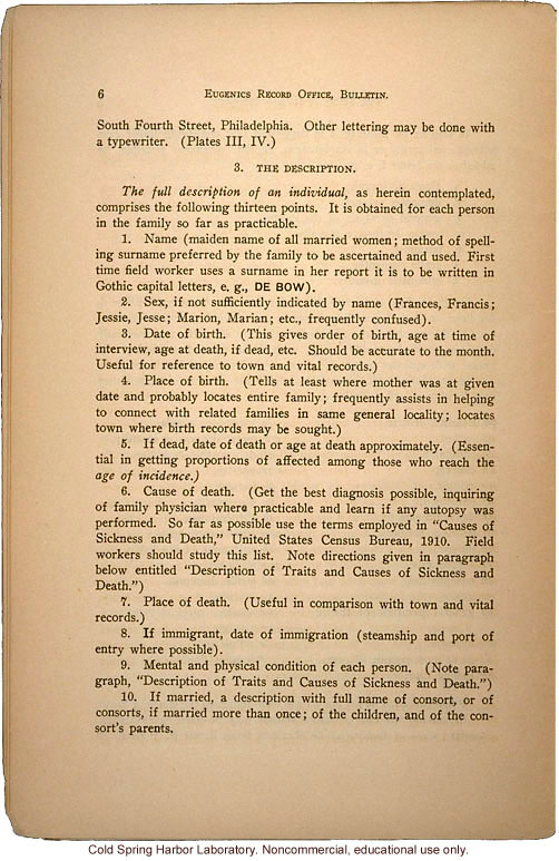 &quote;The Study of Human Heredity,&quote; by Davenport, Laughlin, Weeks, Johnstone, and Goddard, Eugenics Record Office Bulletin No. 2