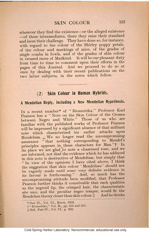 &quote;The Present Position of the Mendelians and Biometricians,&quote; The Mendel Journal, focusing on the &quote;battle&quote; over intermediate forms