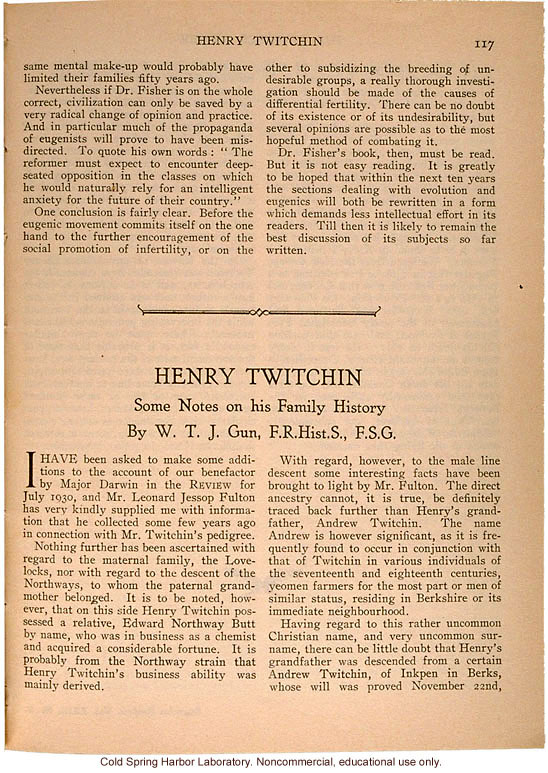 &quote;Mathematical Darwinism, A Discussion of the Genetical Theory of Natural Selection,&quote; by J.B.S. Haldane, Eugenics Review (vol 23:1)