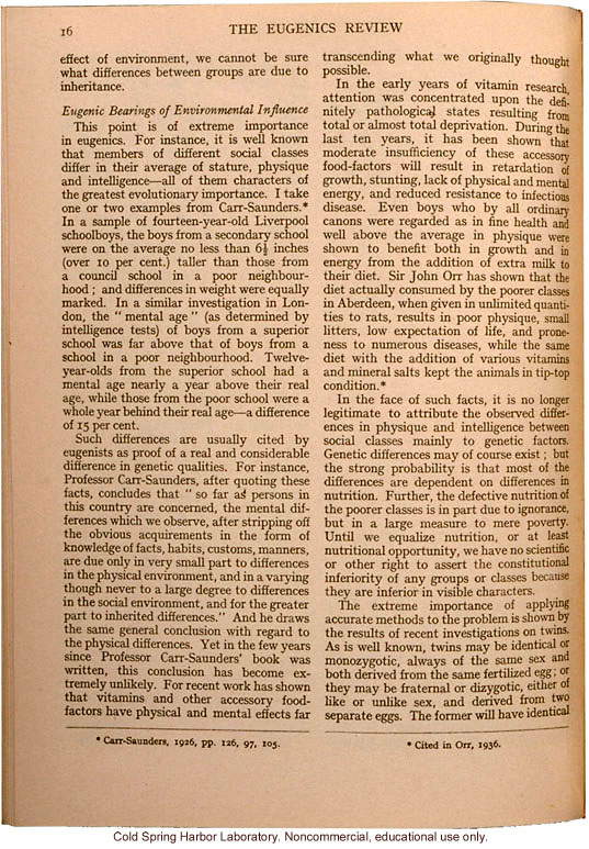 &quote;Eugenics and Society&quote; (The Galton Lecture given to the Eugenics Society), by Julian S. Huxley, Eugenics Review (vol 28:1)