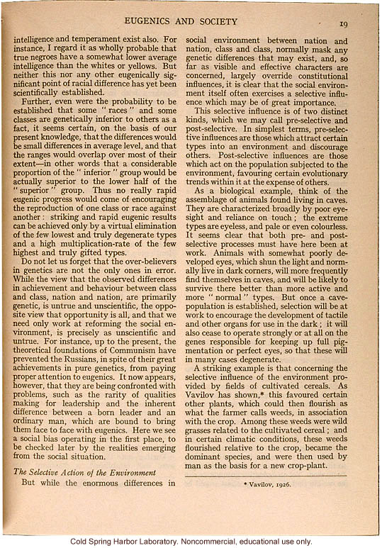 &quote;Eugenics and Society&quote; (The Galton Lecture given to the Eugenics Society), by Julian S. Huxley, Eugenics Review (vol 28:1)