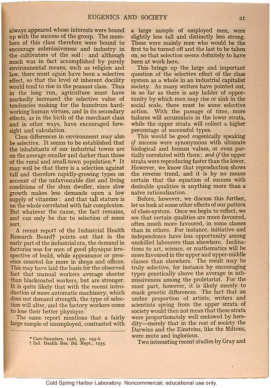 &quote;Eugenics and Society&quote; (The Galton Lecture given to the Eugenics Society), by Julian S. Huxley, Eugenics Review (vol 28:1)