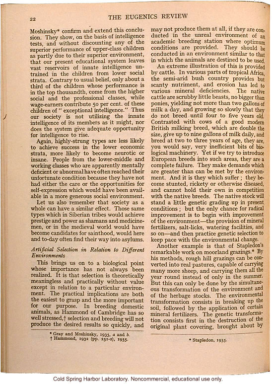 &quote;Eugenics and Society&quote; (The Galton Lecture given to the Eugenics Society), by Julian S. Huxley, Eugenics Review (vol 28:1)