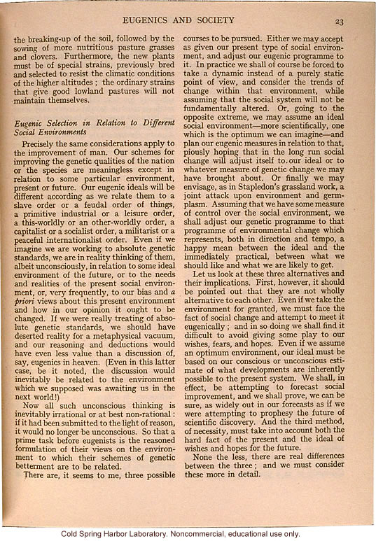 &quote;Eugenics and Society&quote; (The Galton Lecture given to the Eugenics Society), by Julian S. Huxley, Eugenics Review (vol 28:1)