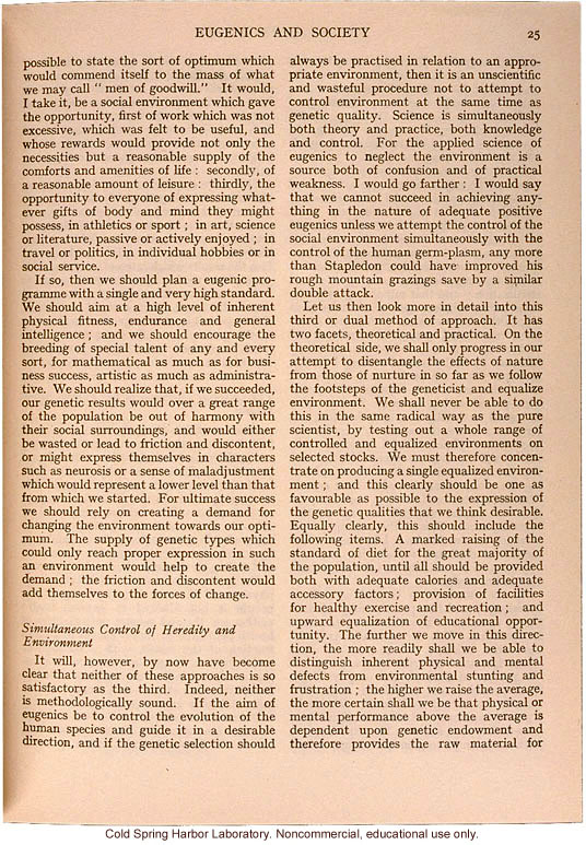 &quote;Eugenics and Society&quote; (The Galton Lecture given to the Eugenics Society), by Julian S. Huxley, Eugenics Review (vol 28:1)