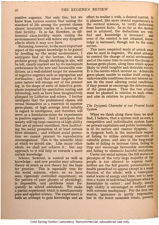 &quote;Eugenics and Society&quote; (The Galton Lecture given to the Eugenics Society), by Julian S. Huxley, Eugenics Review (vol 28:1)