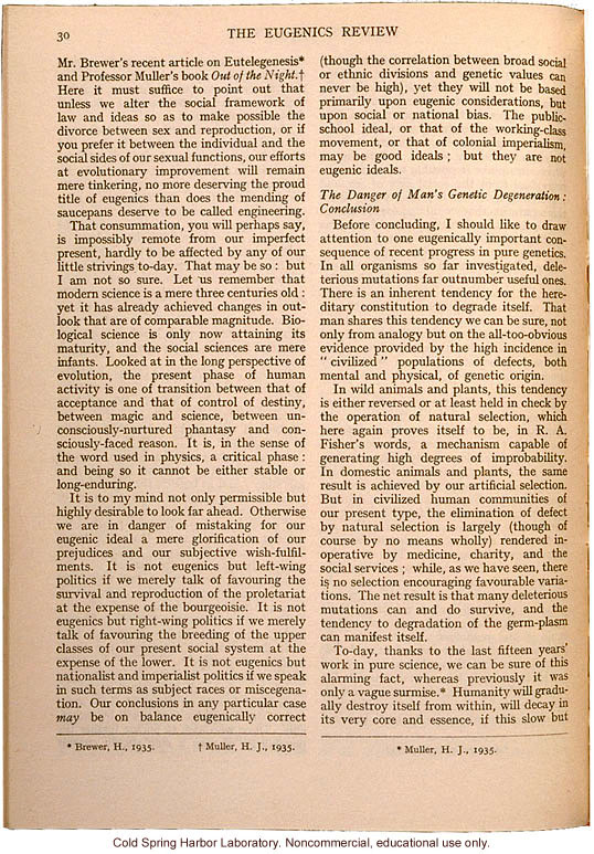 &quote;Eugenics and Society&quote; (The Galton Lecture given to the Eugenics Society), by Julian S. Huxley, Eugenics Review (vol 28:1)