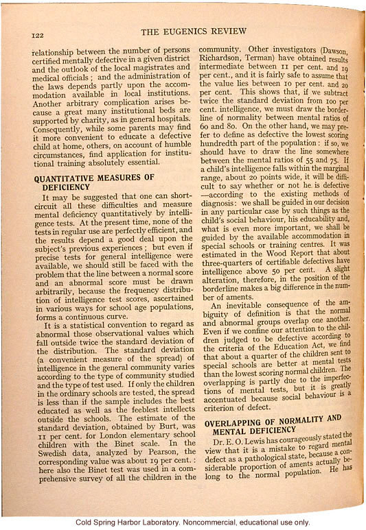 &quote;The Complex Determinants of Amentia,&quote; by L.S. Penrose, Eugenics Review (vol. 26:2)
