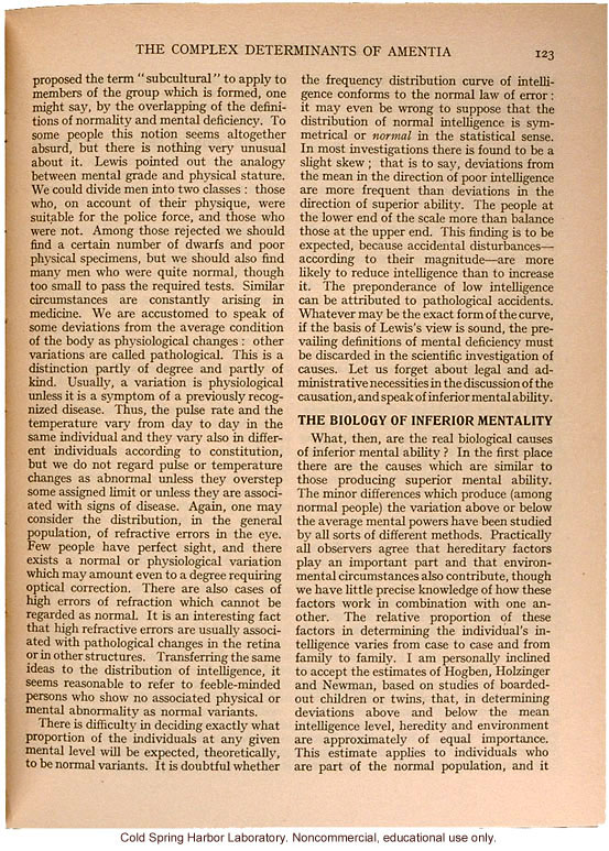 &quote;The Complex Determinants of Amentia,&quote; by L.S. Penrose, Eugenics Review (vol. 26:2)