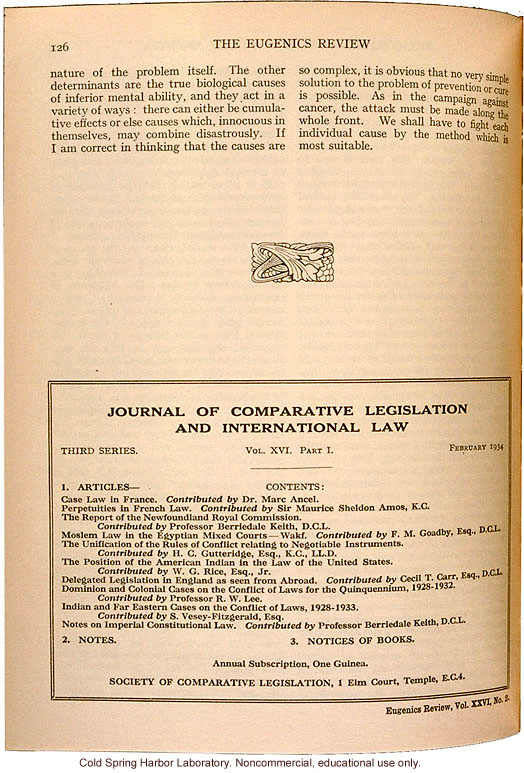 &quote;The Complex Determinants of Amentia,&quote; by L.S. Penrose, Eugenics Review (vol. 26:2)