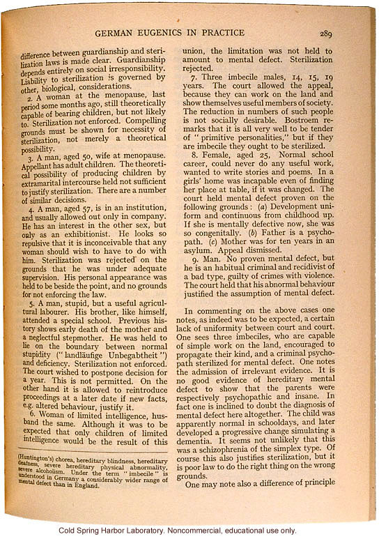 &quote;German Eugenics in Practice,&quote; by Eliot Slater, Eugenics Review (vol. 27:4), ambivalent review of sterilization and marriage laws