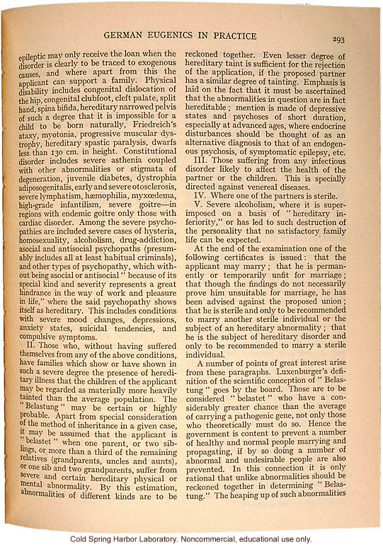 &quote;German Eugenics in Practice,&quote; by Eliot Slater, Eugenics Review (vol. 27:4), ambivalent review of sterilization and marriage laws