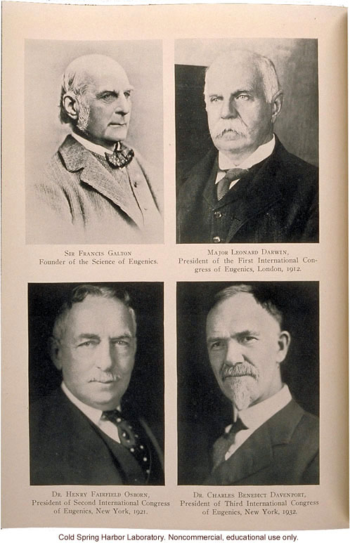 Francis Galton and Presidents of International Eugenics Congresses: Major L. Darwin, H. F. Osborn, C.B. Davenport, Eugenical News (vol. 17)