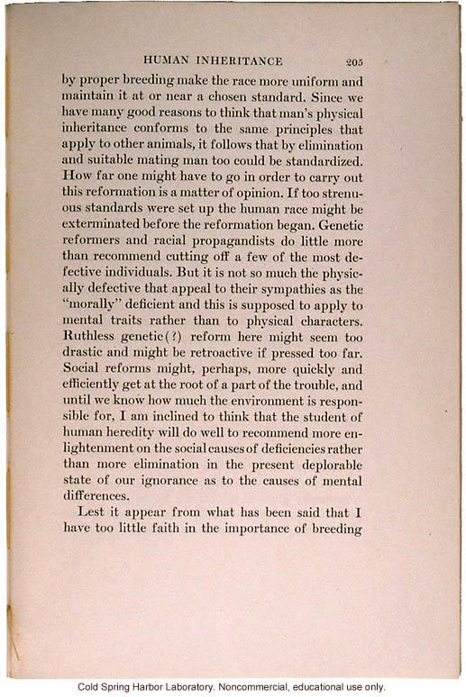 &quote;The Inheritance of Mental Traits,&quote; from Evolution and Genetics, by Thomas H. Morgan, an early criticism of eugenics in an important text