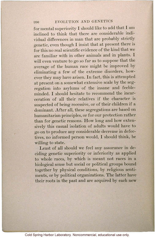 &quote;The Inheritance of Mental Traits,&quote; from Evolution and Genetics, by Thomas H. Morgan, an early criticism of eugenics in an important text