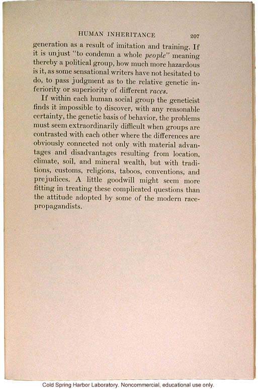 &quote;The Inheritance of Mental Traits,&quote; from Evolution and Genetics, by Thomas H. Morgan, an early criticism of eugenics in an important text