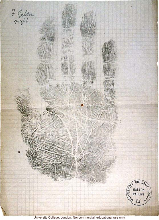 Francis Galton's right hand print