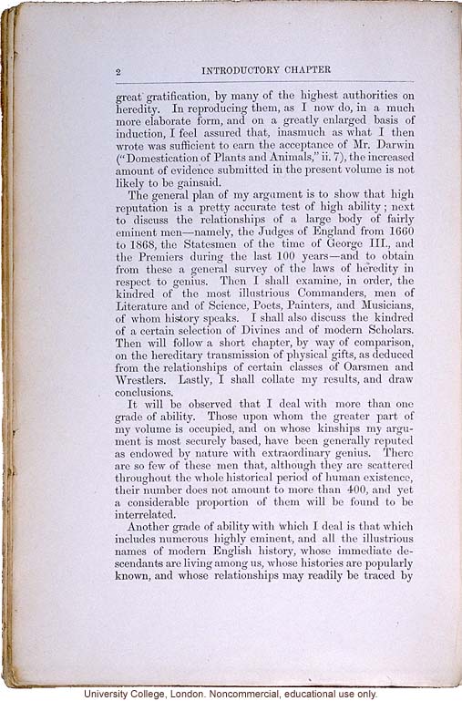 <i> Hereditary Genius: An Enquiry into Its Laws and Consequences</i> (2nd ed.), by Francis Galton, selected pages