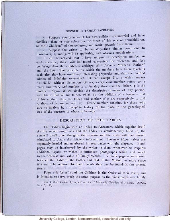 <i>Record of Family Faculties</i>, by Francis Galton (compiled with completed family pedigree forms), selected pages