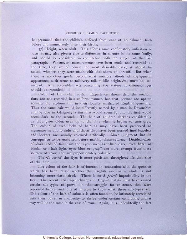<i>Record of Family Faculties</i>, by Francis Galton (compiled with completed family pedigree forms), selected pages