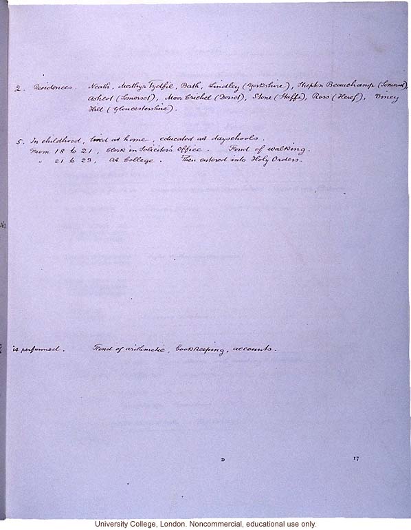 <i>Record of Family Faculties</i>, by Francis Galton (compiled with completed family pedigree forms), selected pages