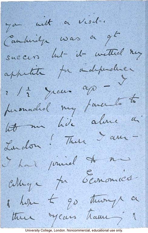 K. Bathurst letter to Francis Galton, about family records (10/12/1895)