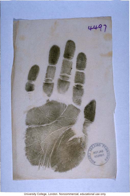 Handprint taken by Francis Galton