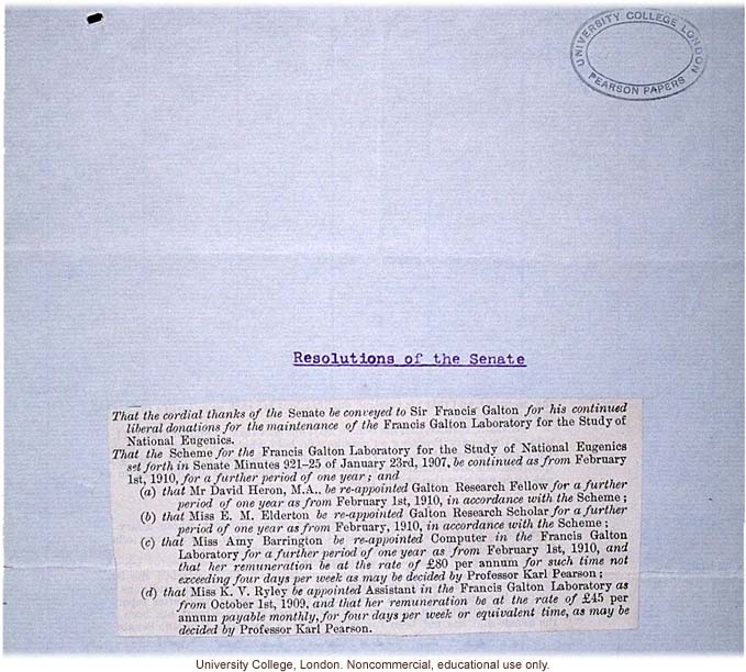 &quote;Report on the work of the Francis Galton Laboratory for National Eugenics, February1908-June 1909&quote;