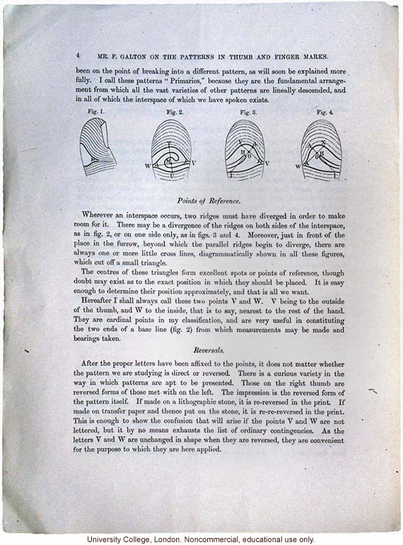 &quote;The Patterns in Thumb and Finger Marks,&quote; by Francis Galton, <i>Phil. Trans. Royal Society</i> (vol. 182), selected pages