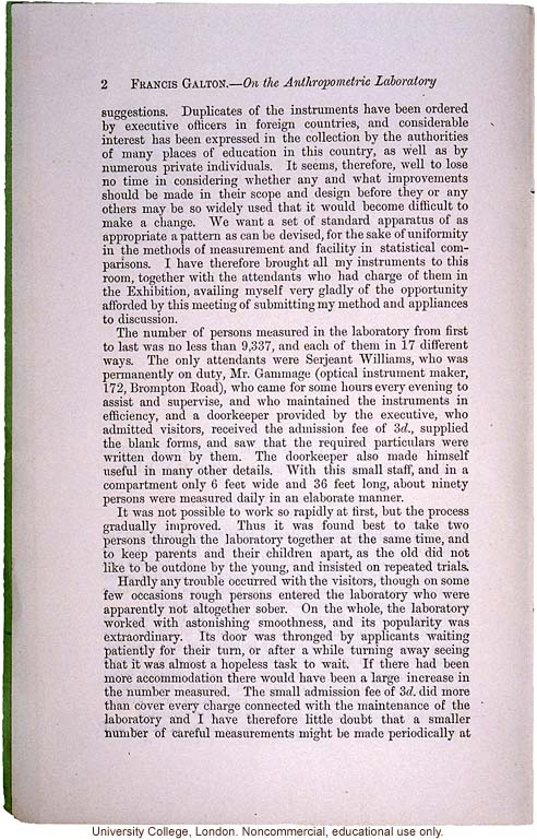 &quote;On the Anthropometric Laboratory at the late International Health Exhibition,&quote; by Francis Galton