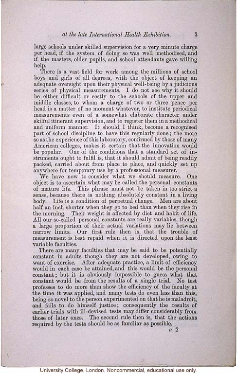 &quote;On the Anthropometric Laboratory at the late International Health Exhibition,&quote; by Francis Galton