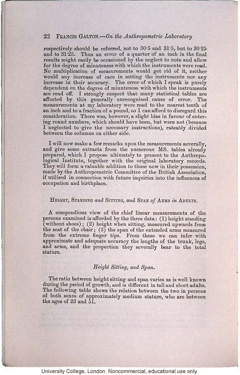 &quote;On the Anthropometric Laboratory at the late International Health Exhibition,&quote; by Francis Galton