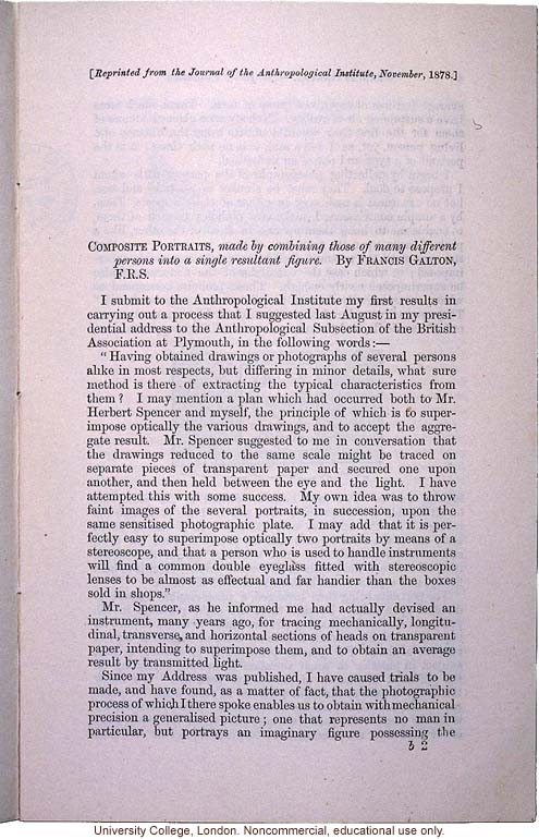 &quote;Composite Portraits,&quote; by Francis Galton