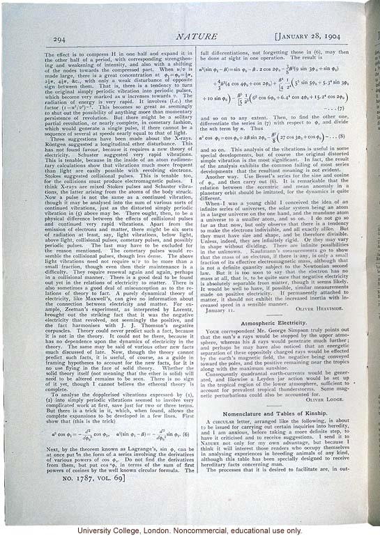 &quote;Nomenclature and Tables of Kinship,&quote; by Francis Galton, an appeal for comments on his survey of heredity, <i>Nature</i> (vol. 69:1787)