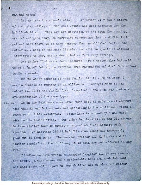 &quote;Mental Deficiency Pedigree,&quote; a multigenerational study of a rural family by the British National Association for the Feebleminded