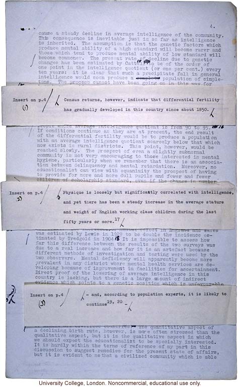 &quote;Is Our National Intelligence Declining?&quote; L.S. Penrose, Opening Session of 5th Biennial Conference on Mental Health (1/12/39)