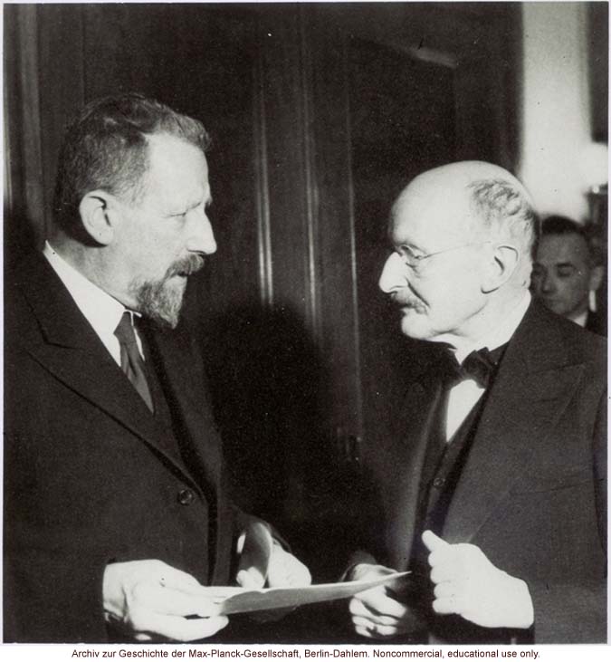 Eugen Fischer, Director of the Kaiser-Wilhelm Institute for Anthropology, Human Genetics, and Eugenics (1927-1942), with physicist Max Planck