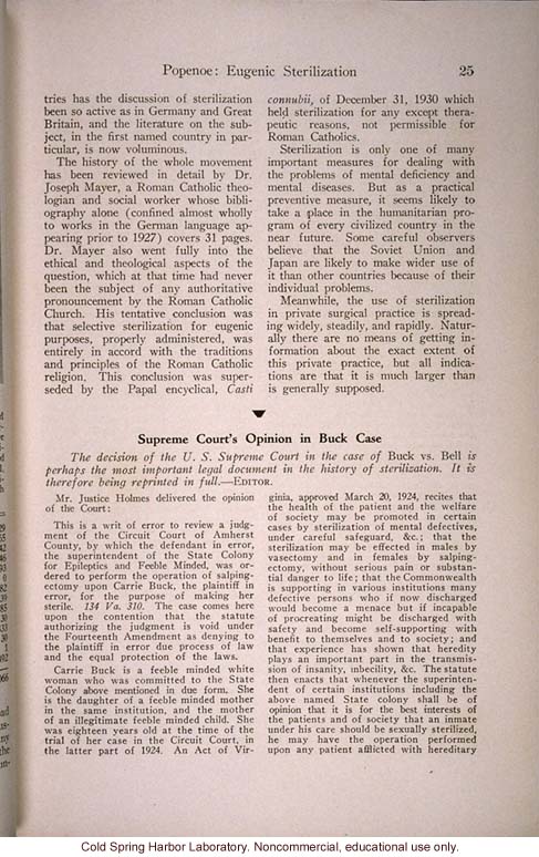 &quote;The Progress of Eugenical Sterilization,&quote; by Paul Popenoe, <i>Journal of Heredity</i> (vol. 25:1), including journal cover and contents page